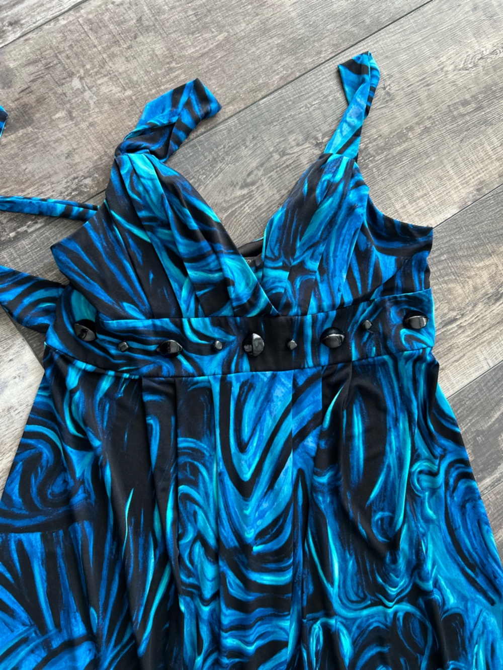 Bisou Bisou Sleeveless Blue  Maxi  Dress  So Sexy  Large up to 40 bust B1 - Picture 2 of 6